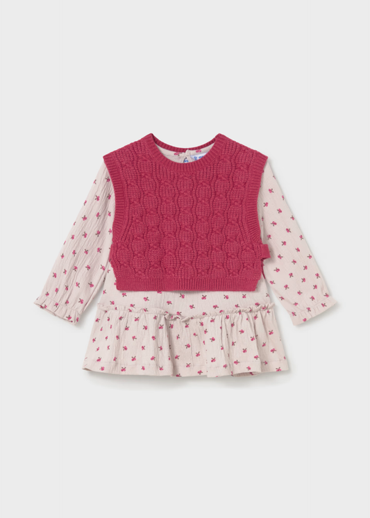 Baby Dress With Vest - Petal