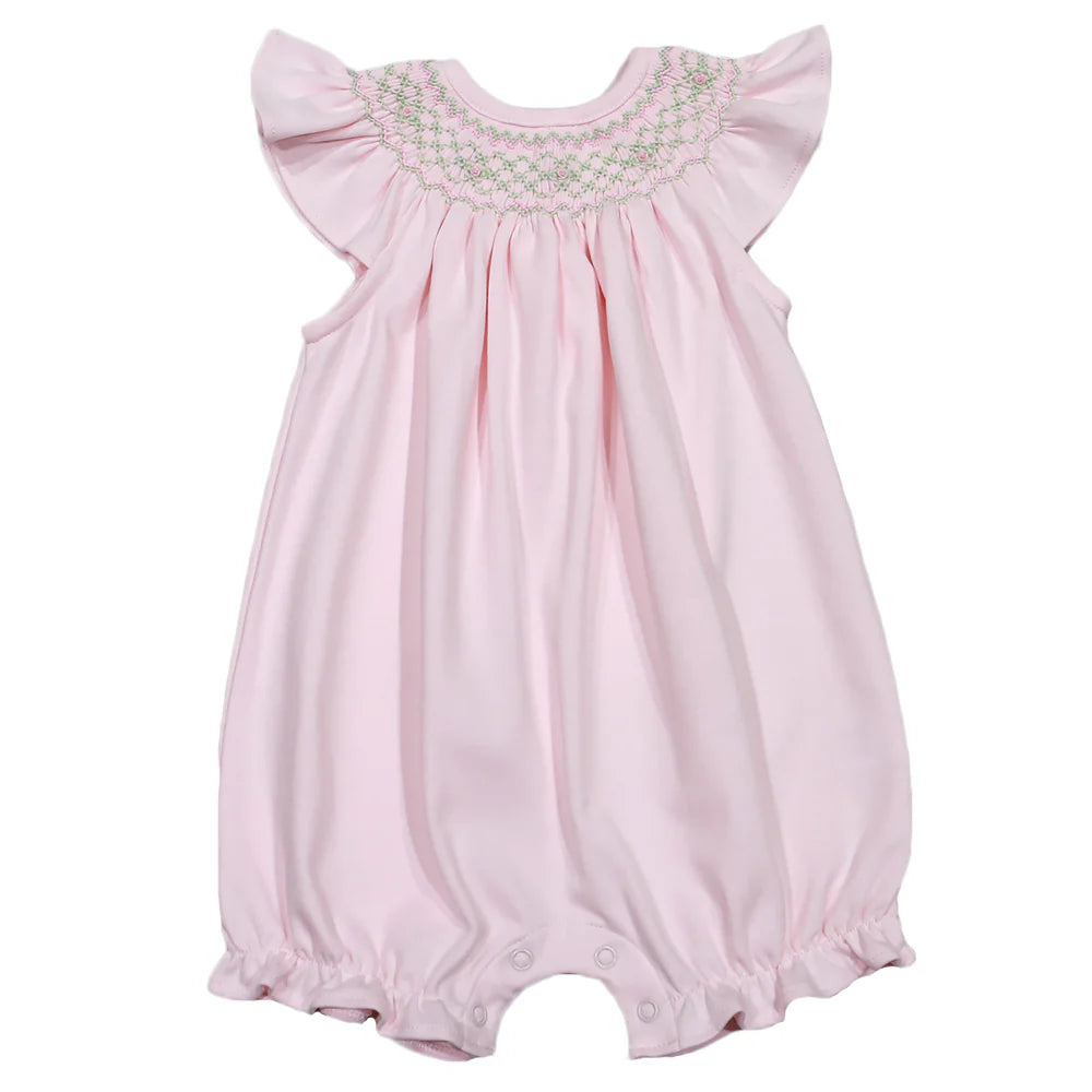 Pink and Green Hand Smocked Pima Bishop Bubble