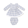 Blue Plaid - Long Sleeve with Eyelet Hem and Diaper Cover