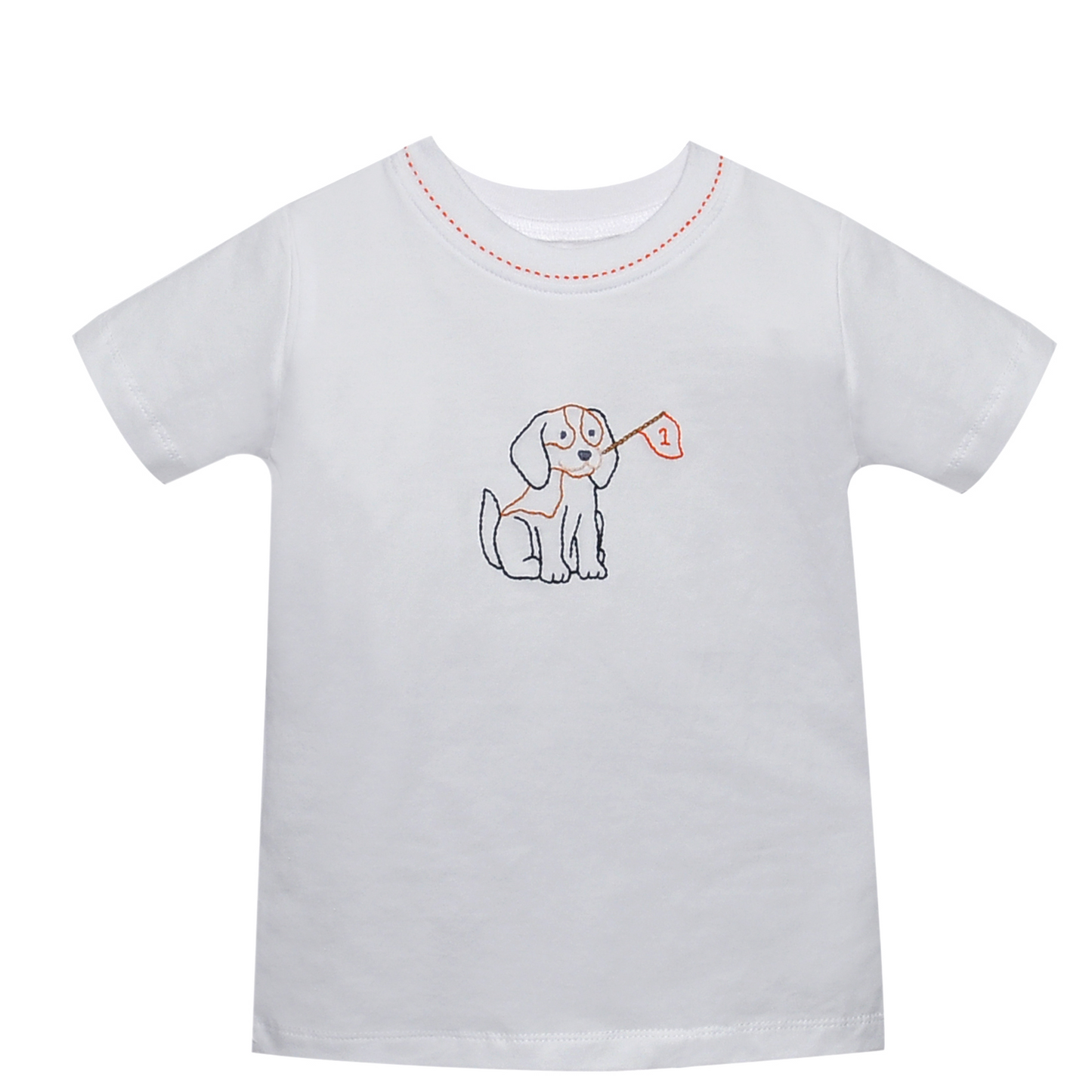 Hound Dog with Flag Orange/White T-Shirt