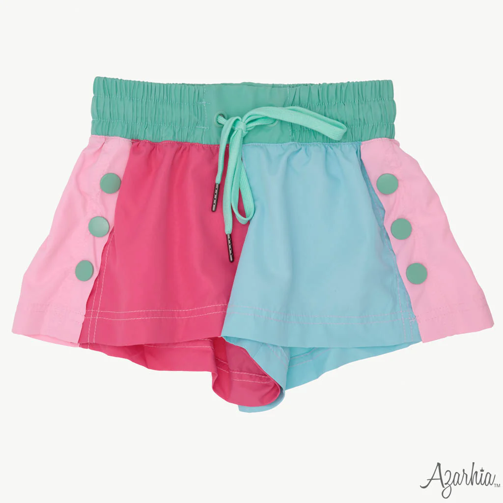 Pink and Blue Color Block Shorts