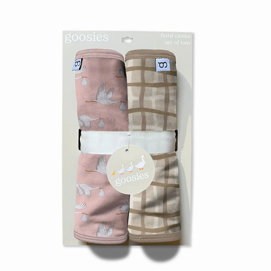 Pink Girl Stork Burp Cloths - Set of 2