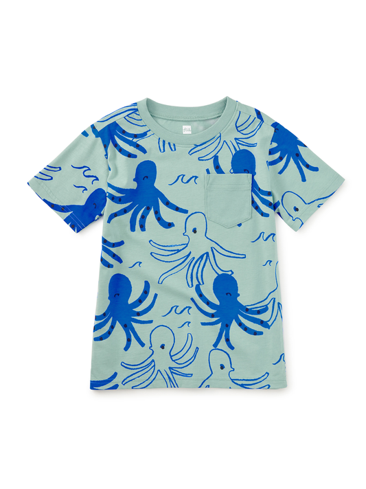 Printed Pocket Tee - Sketched Octopus