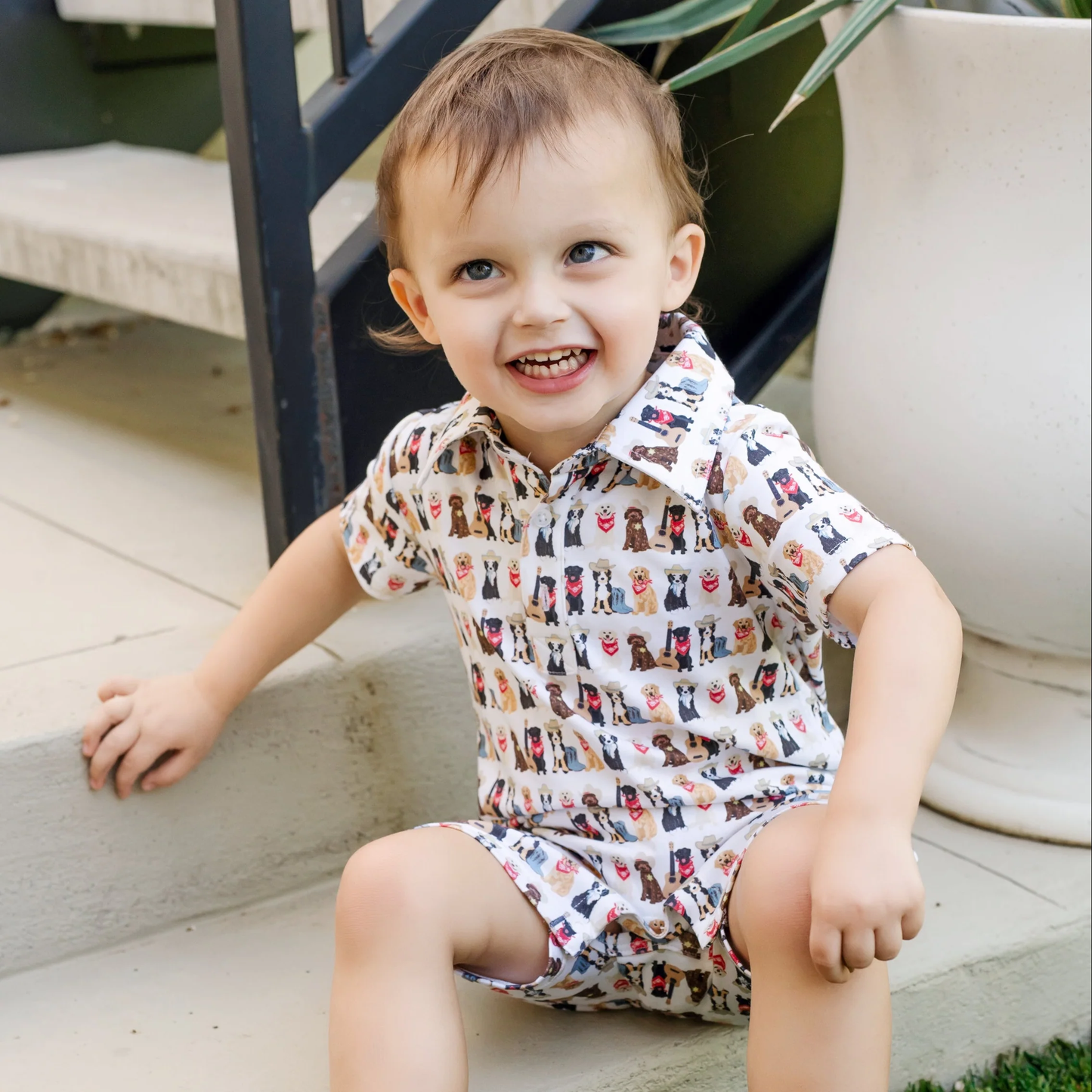 Tripp Boys' Polo Shortall - Western Pups