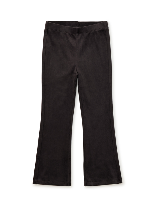 Velour Ruffle Flare Pants - Jet Black