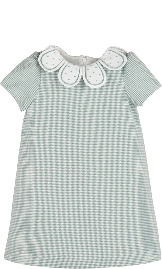 Checks Petal Collar Dress - Green