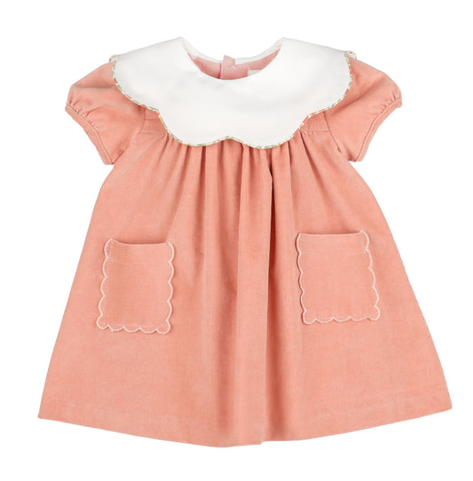 Vintage Cords Scallop Dress - Pink