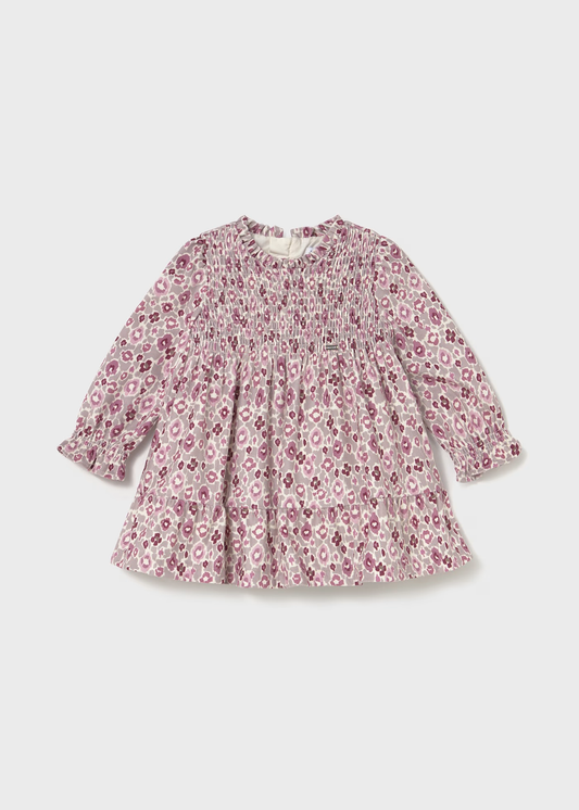 Baby Ruffled Velvet Dress - Quartz