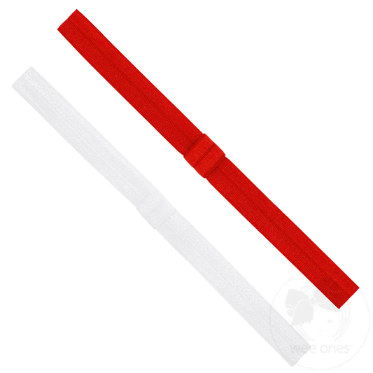 Add-A-Bow Elastic Girls Baby Bands - Two Pack Red and White