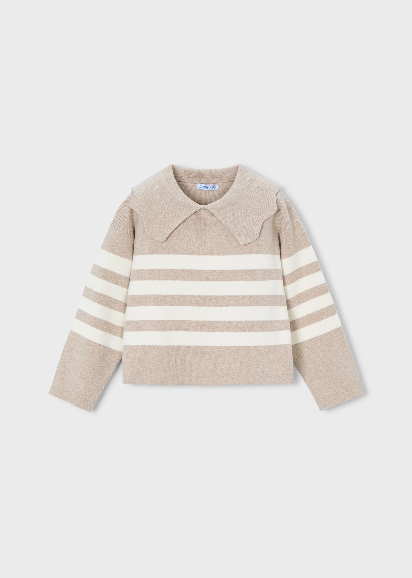 Girl Striped Knit Sweater - Heather Toffee