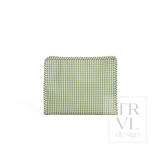 Roadie Large Zip Pouch - Gingham Moss
