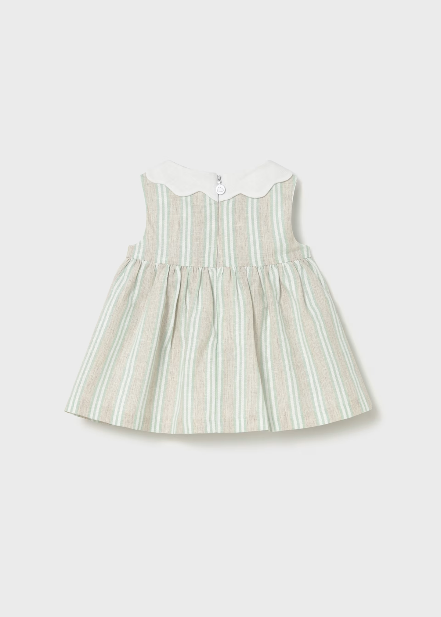 Girl Striped Linen Dress - Aqua