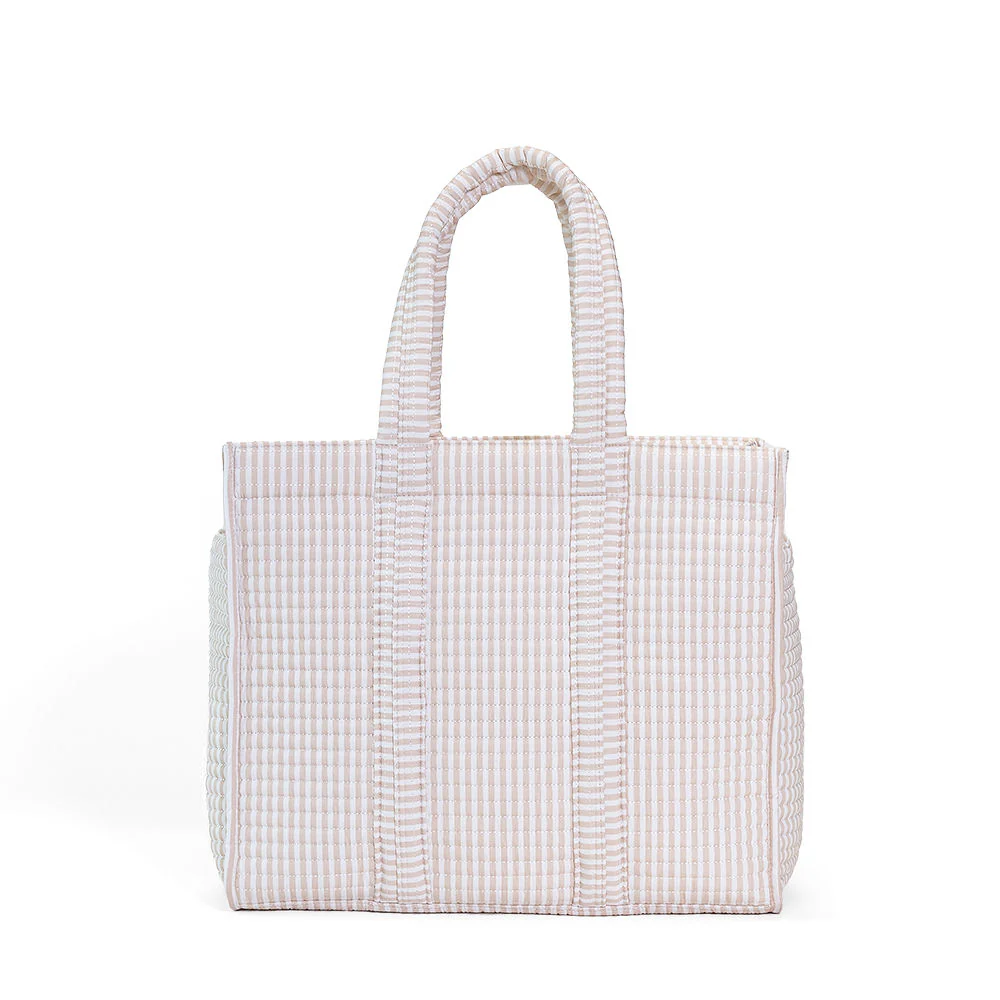 Quilted Go Go Tote - Pimlico Stripe Sand