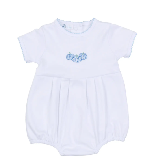 Precious Pumpkins Embroidered Bubble - Light Blue