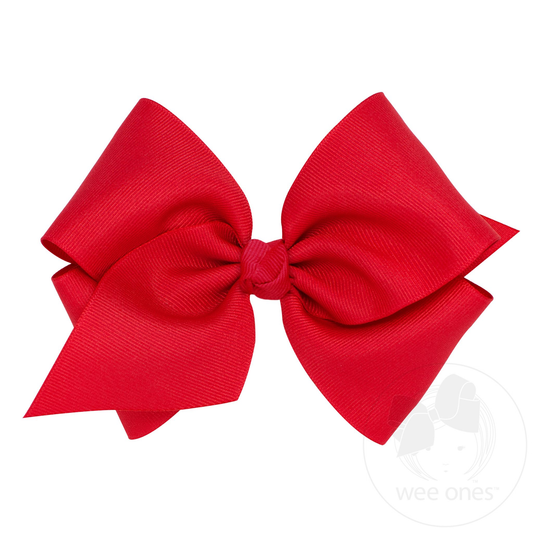 Mini King Classic Grosgrain Hair Bow with Knot Wrap - Red