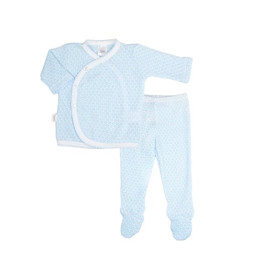 Paty Knit Kimono Footie Set - Blue