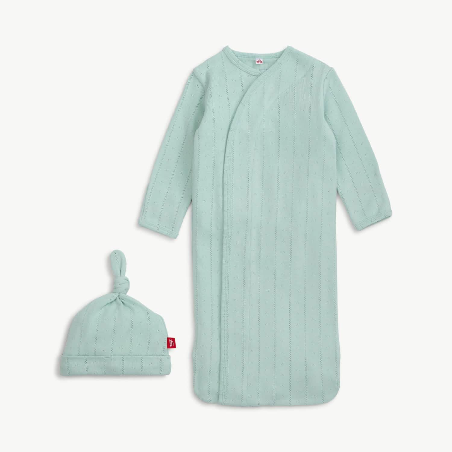 Magnetic Me: Love Lines Seagrass Green Gown + Hat Set - Pointelle