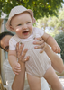 Newborn Striped Simulated Dungaree Romper with Hat - Root