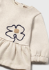 Baby Flower Applique Dress - Sand Heather