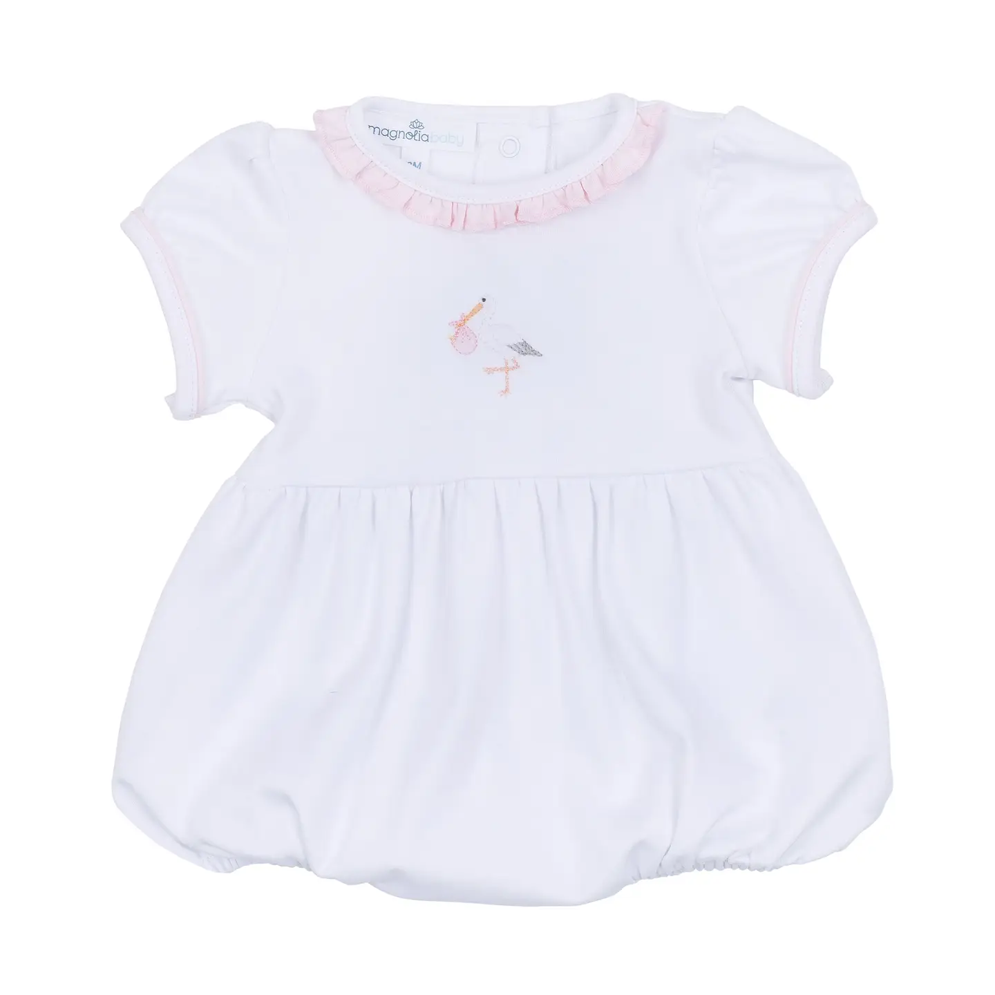 Vintage Stork Short Sleeve Girl Bubble - Pink
