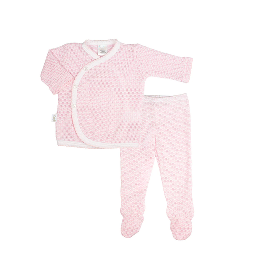 Paty Knit Kimono Footie Set - Pink