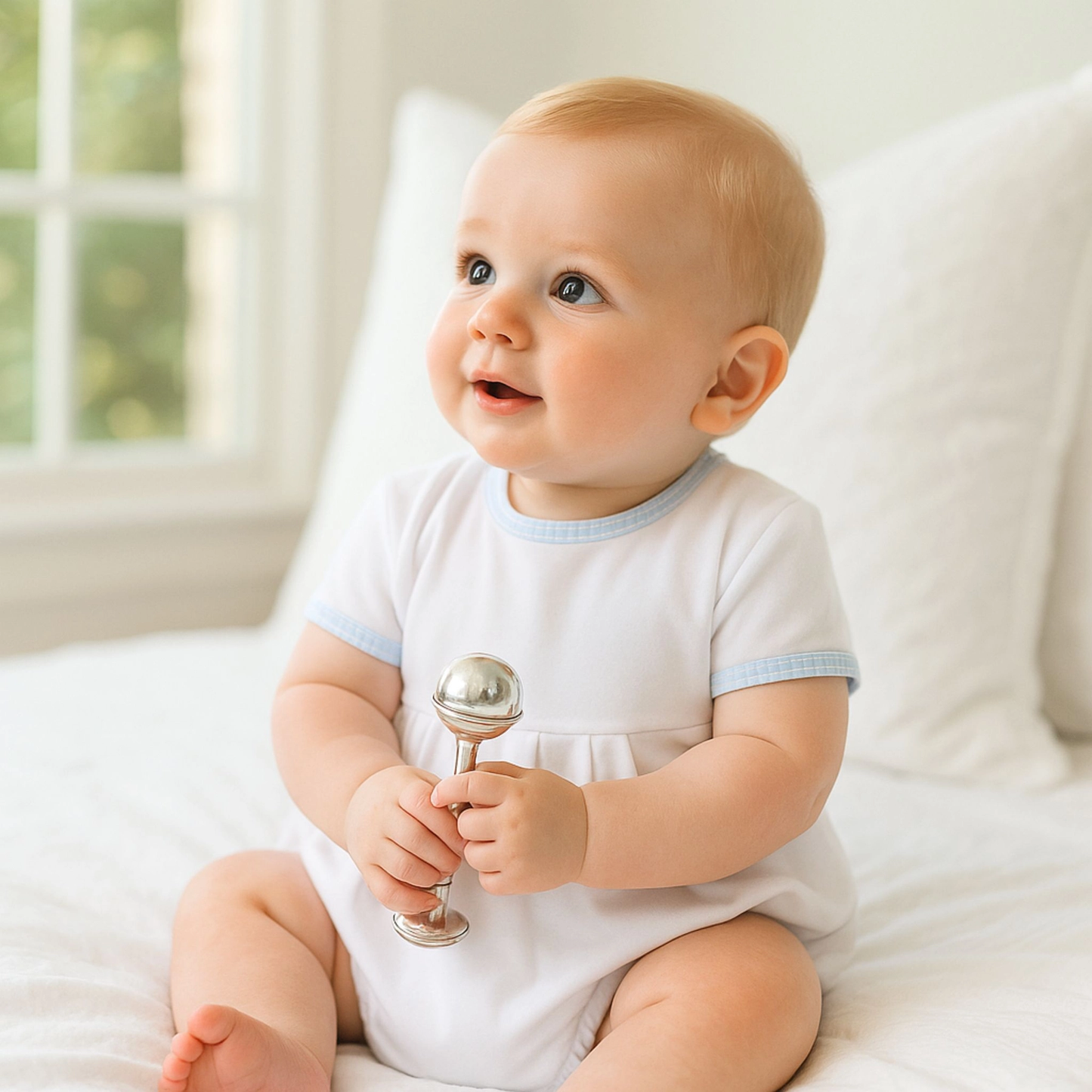 New Beginnings Blue Short Sleeve Boy Bubble