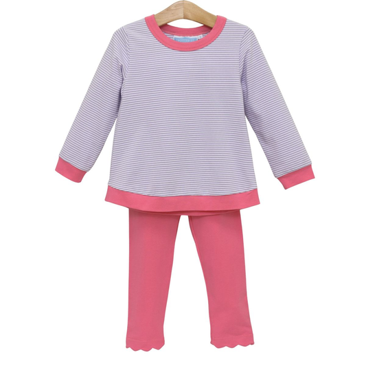 Reagan Pant Set - Lavender Stripe/Pink