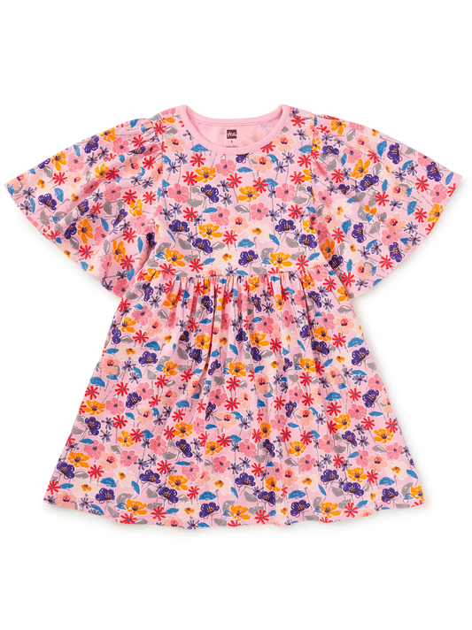 Butterfly Sleeve Dress - Flowers