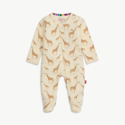 Cream Jolie Giraffe Organic Cotton Magnetic Parent Favorite Footie