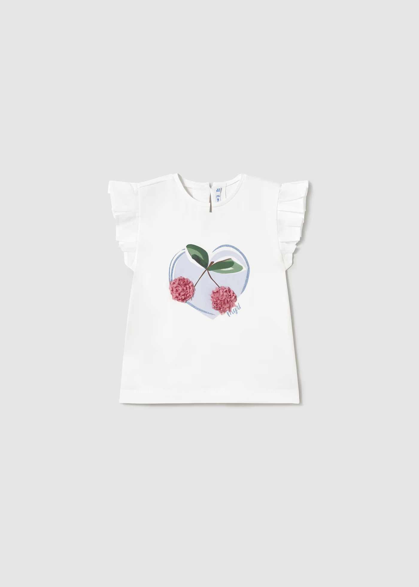 Baby Ruffled T-Shirt - White/Blue