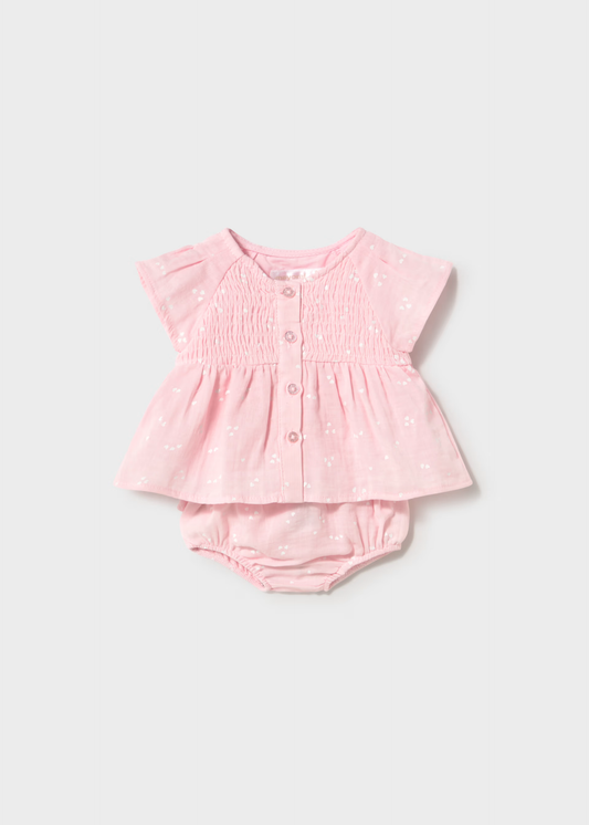 Newborn Girl Bloomers and Blouse Set - Pink