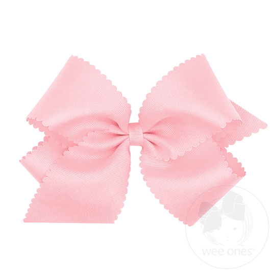 King Grosgrain Hair Bow Scalloped Edge - Light Pink