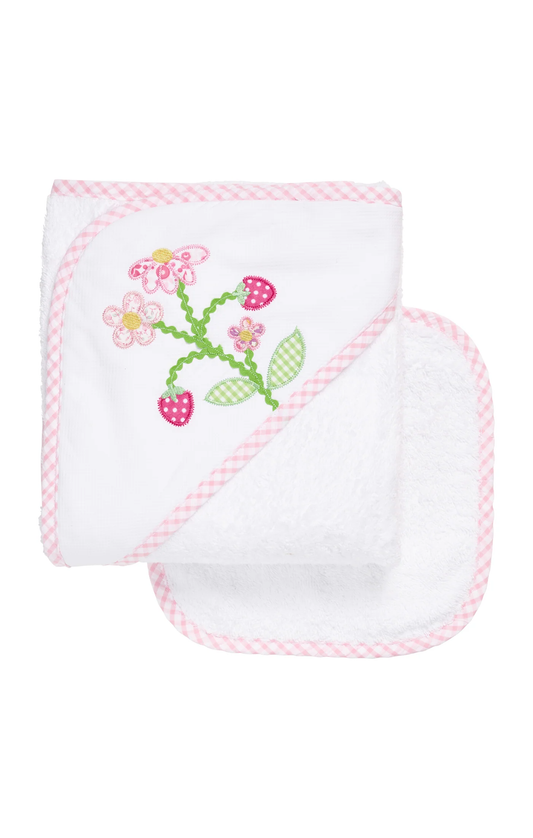 Strawberry Baby Hooded Towel & Washcloth Set