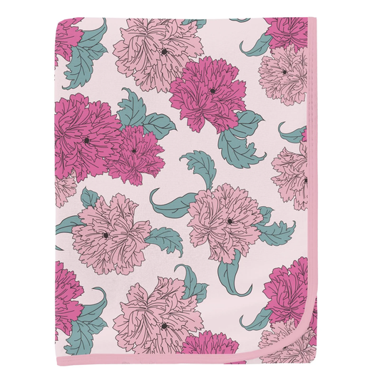 Print Swaddling Blanket in Shrinking Violet Peonies
