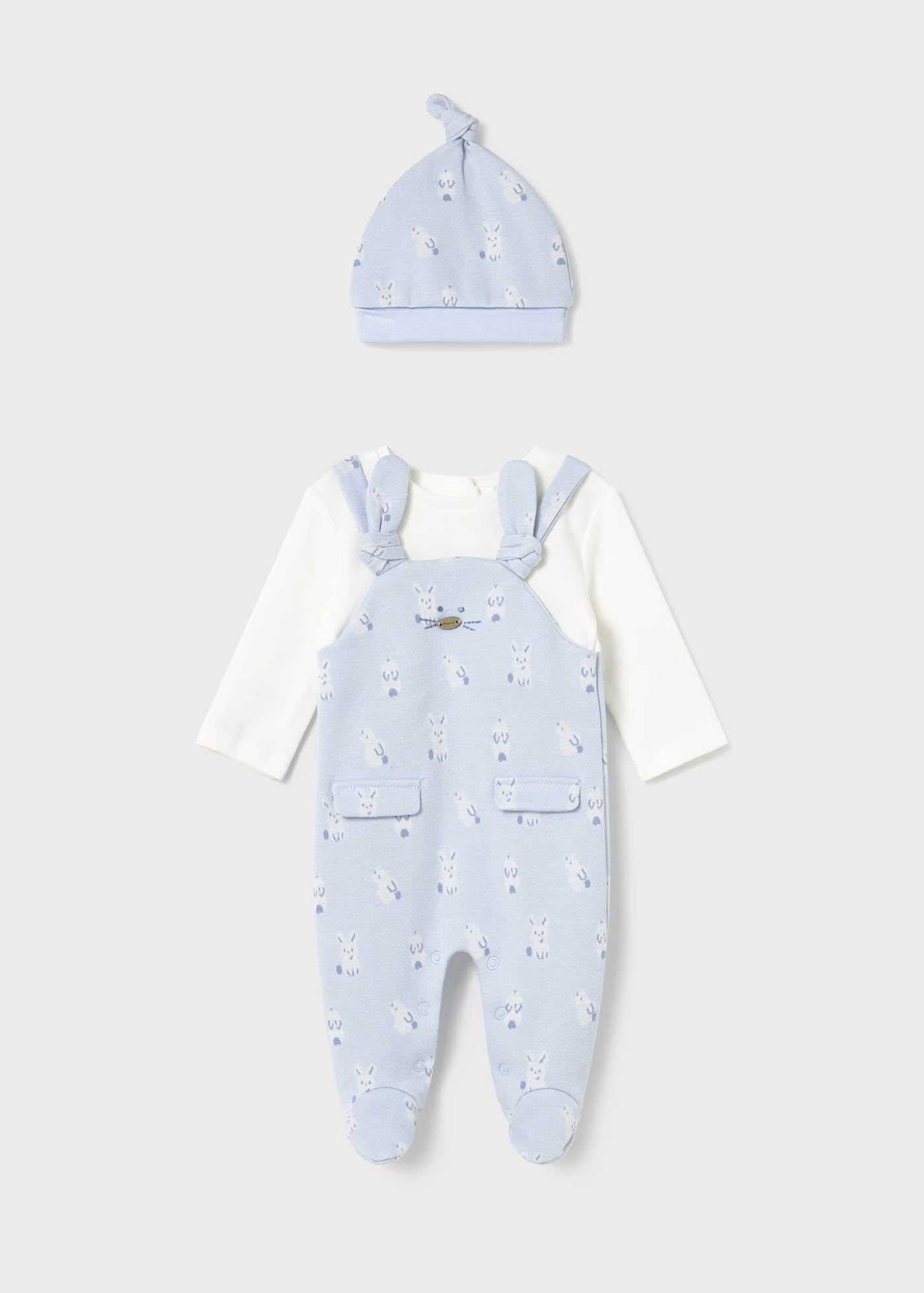Newborn Boy One Piece with Hat - Sky