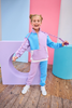 Color Block Pullover - Lavender & Blue Quilted Trellis