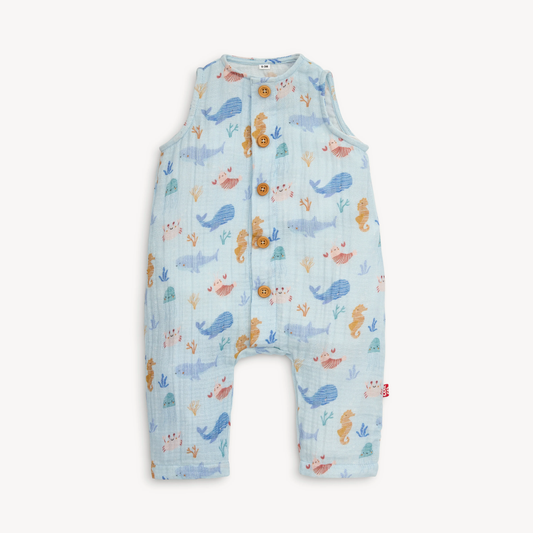 Deep Sea Jubilee Cotton Gauze Magnetic Sleeveless Romper