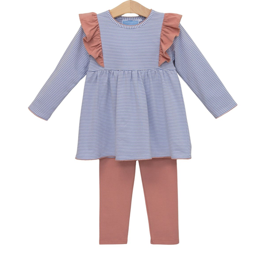 Madison Pant Set - Dusty Blue Stripe/Mauve