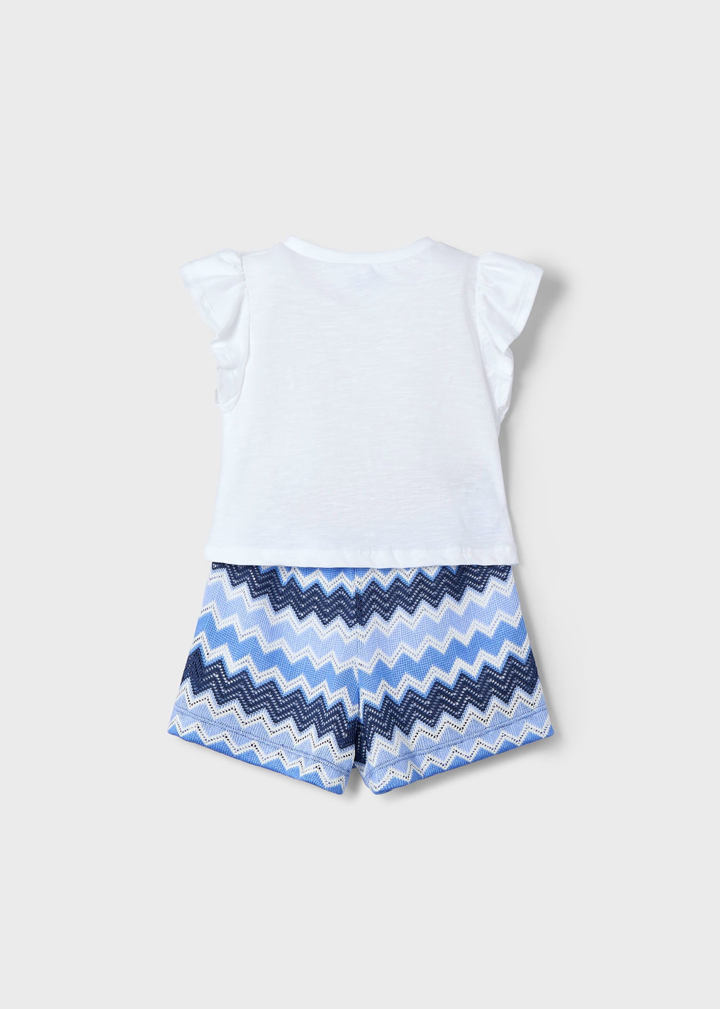Girl Zigzag Print Shorts and T-Shirt Set - Indigo
