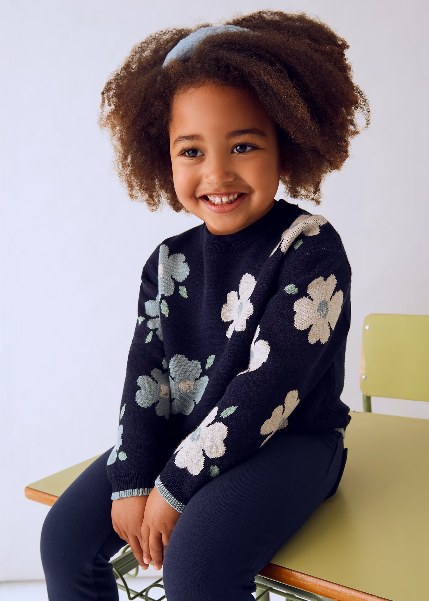 Girl Jacquard Sweater - Petroleum