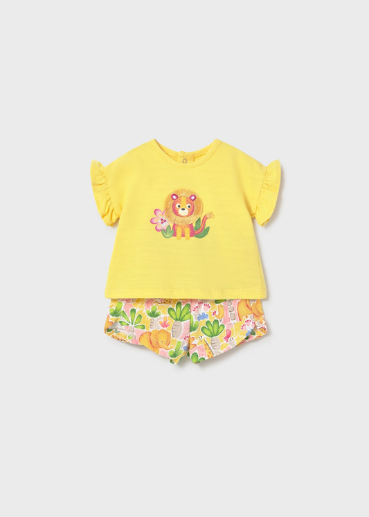 Printed Shorts and T-shirt Set - Mustard