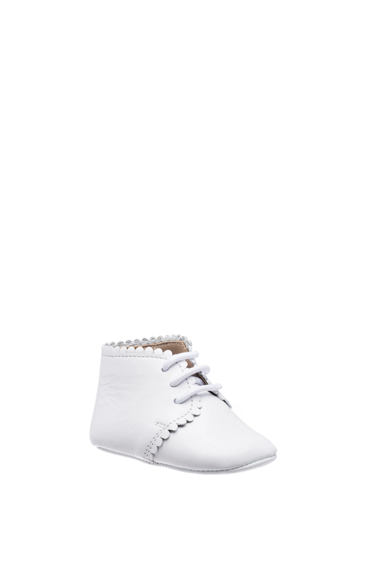 Scalloped Bootie - White Leather
