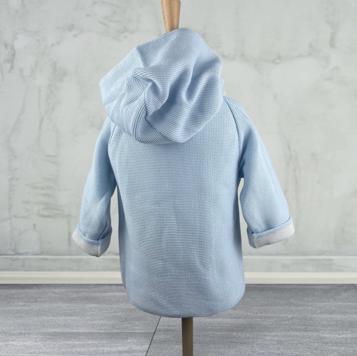 Cotton Seed Stitch Double-Breasted Jacket - Blue/Cream