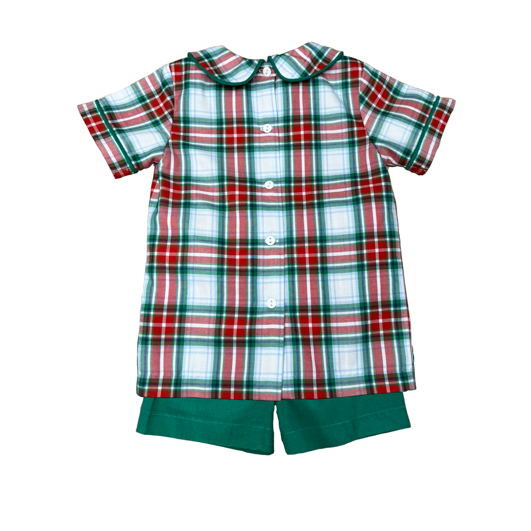 Red/Green Plaid Shorts Set