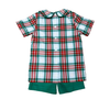Red/Green Plaid Shorts Set