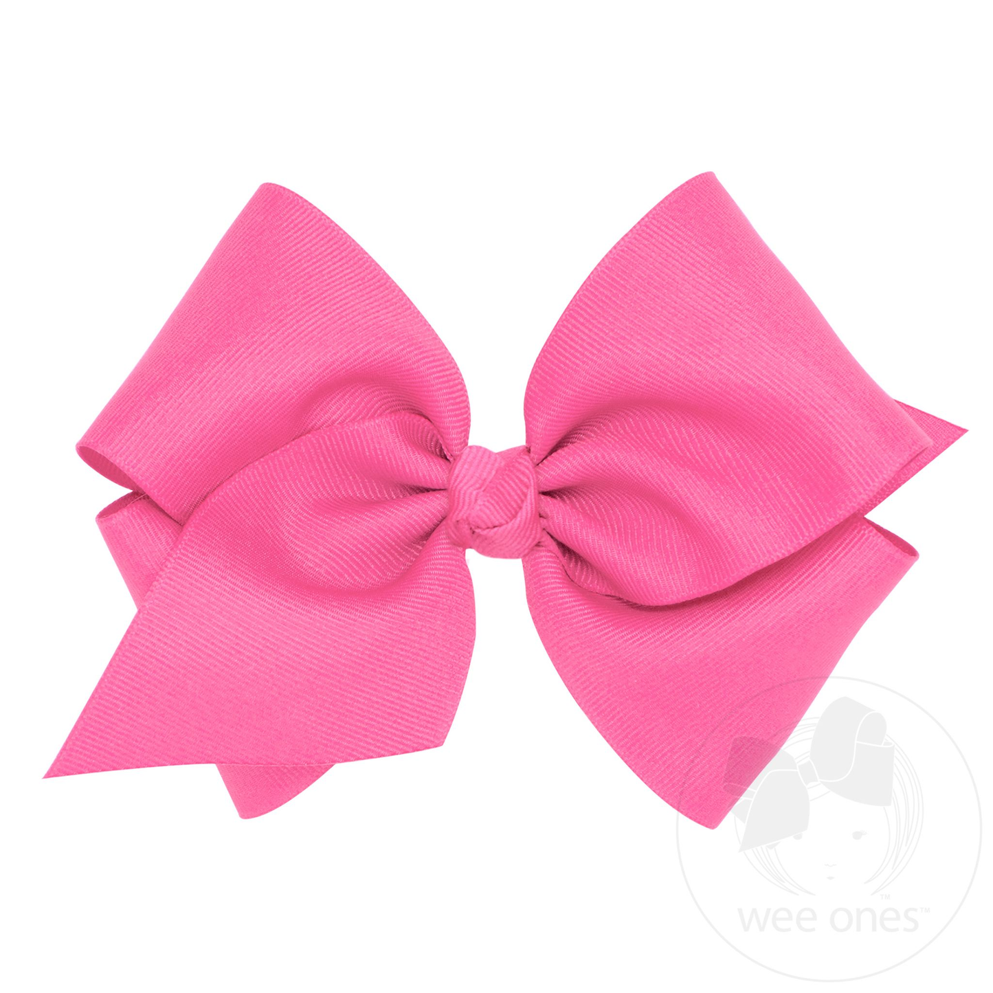 Mini King Classic Grosgrain Hair Bow with Knot Wrap - Hot Pink