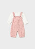 Newborn Girl Printed Dungaree and Sweater Set - Off White pink