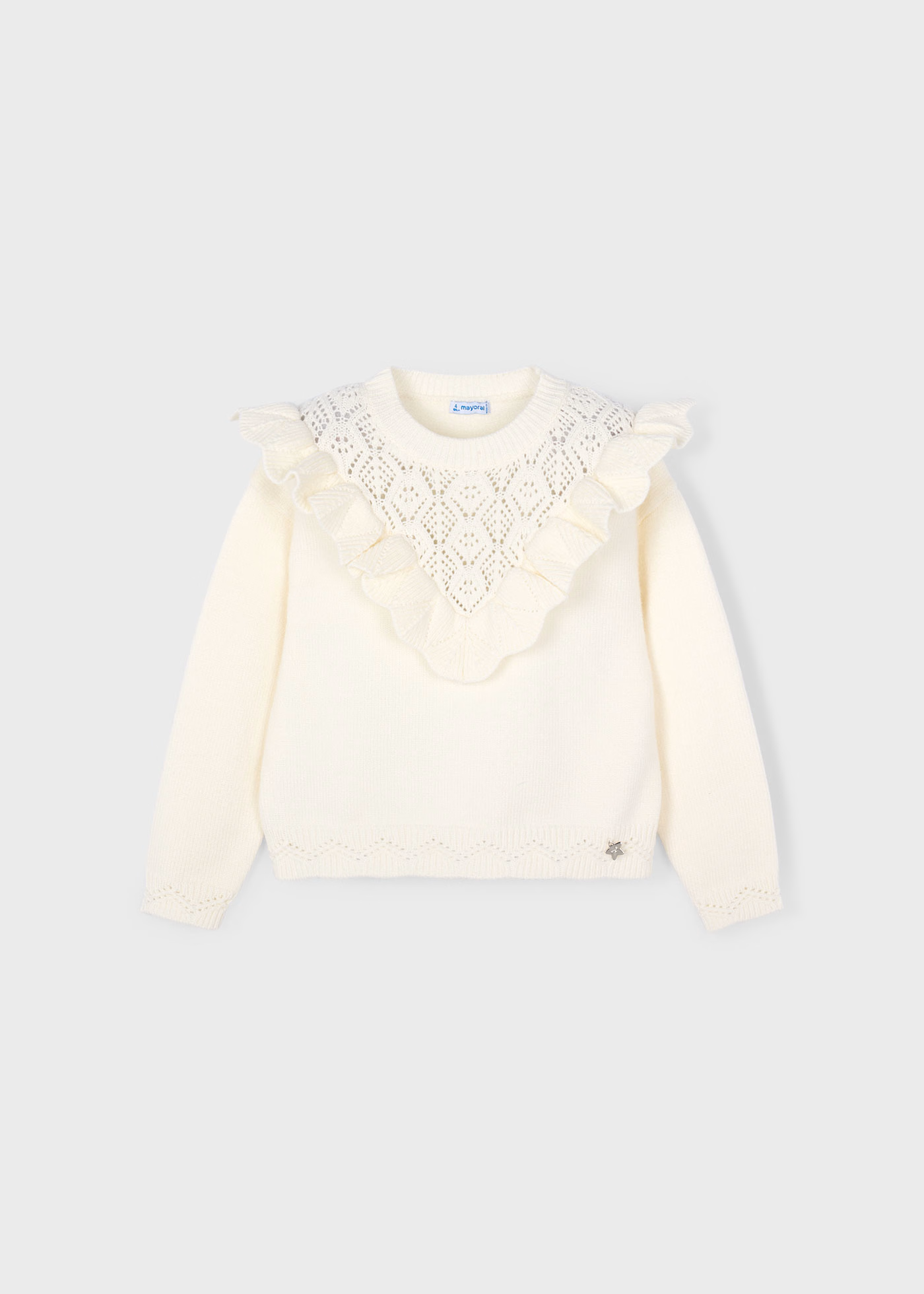 Girl Openwork Knit Sweater - Macchiato