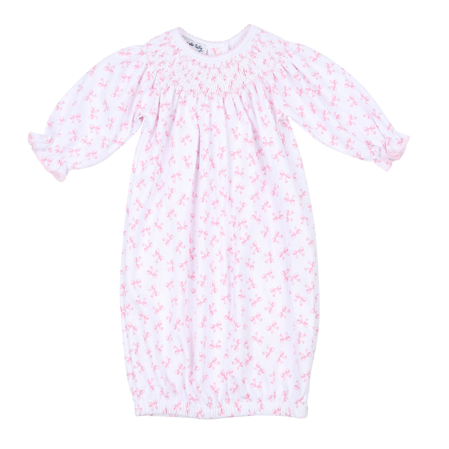 Baby Bows Pink Bishop Printed L/S Gown