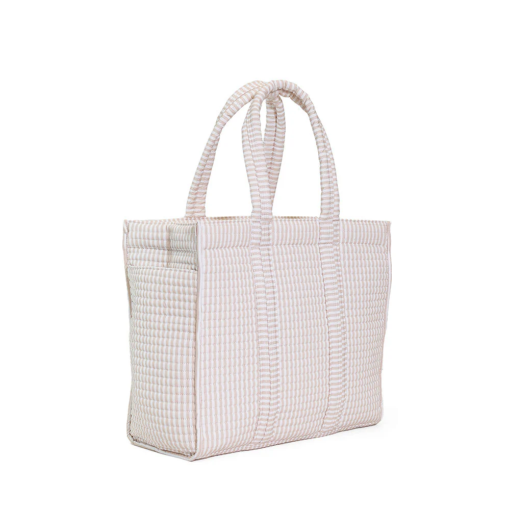 Quilted Go Go Tote - Pimlico Stripe Sand